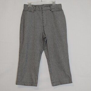 FADED GLORY Stretch, Black/White Gingham Check Crop Capri Ankle Pants; Size 14